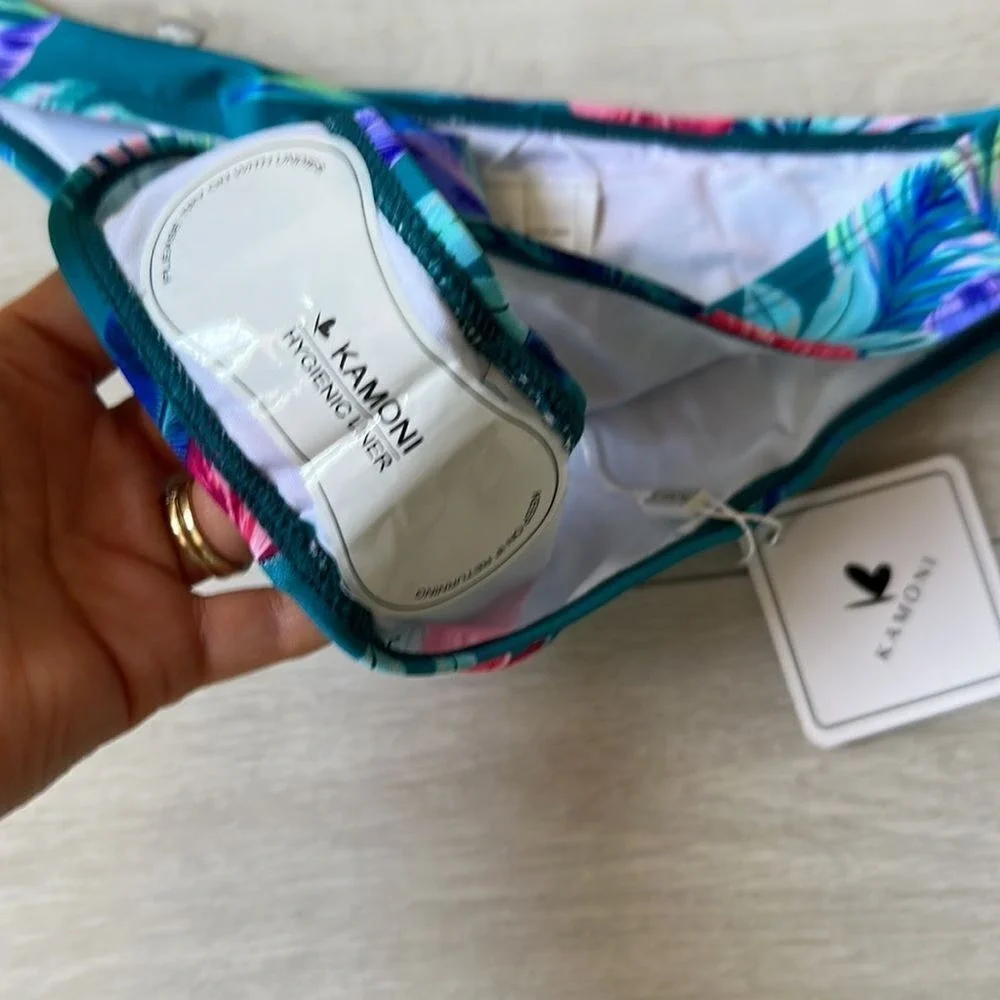 Kamoni Tropical Floral‎ Bikini Set Teal Blue Pink Small New With Tags